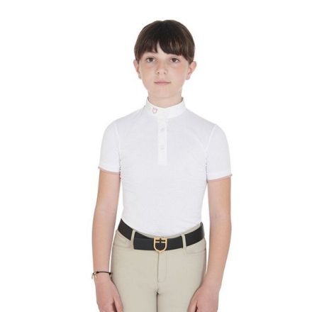 Tricou de concurs slim fit respirabil, pentru fetiță - 10 ani, alb