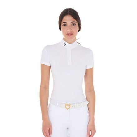 Tricou de concurs slim fit damă, cu guler mandari