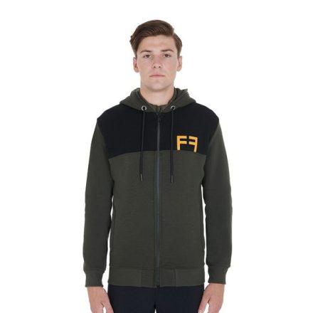Pulover pentru bărbați cu fermoar Equestro - negru/verde, L