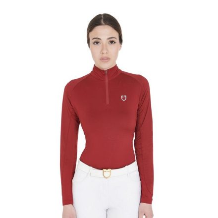 Bluză cu mânecă lungă damă Equestro - negru/roșu, L