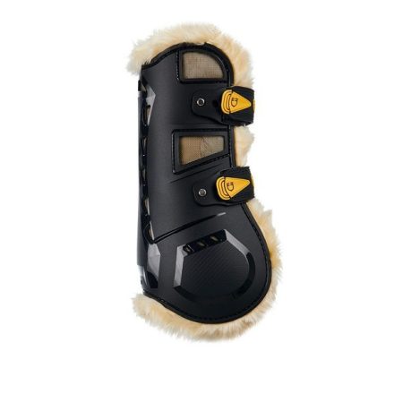 Apărătoare de tendon din blană sintetică Equestro cu cleme - Cob, maro