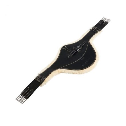 Chingă cu burtieră și blăniță naturală Equestro - neagra, 110 cm
