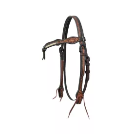   Căpăstru western cu fruntar în formă de V, decorat cu rawhide (piele crudă)