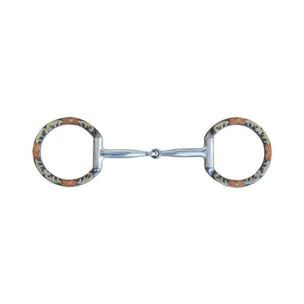 Zăbală snaffle cu inel tip D, finisaj antic